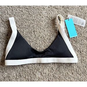 One One Marina Top Cape Swim Top Women's Medium Hook Loop Black White Colorblock